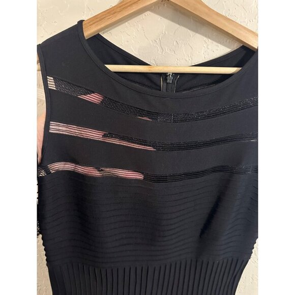 NWT Tadashi Shoji Black Mesh Illusion Cocktail Dress - Picture 8 of 14